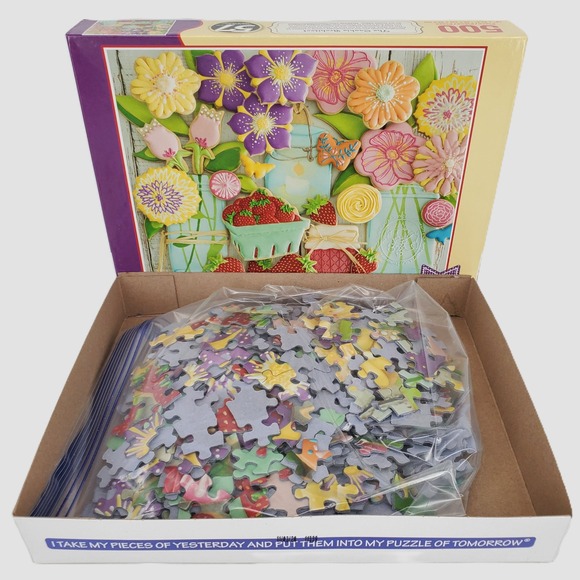 Springbok 500 Piece Jigsaw Puzzle Springtime Cookies Rebecca Weld Made in USA - Picture 2 of 9